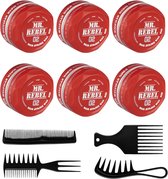 Mr.Rebel Haar Wax Mannen 02 Rood 6 Stuks met een Styling Kam