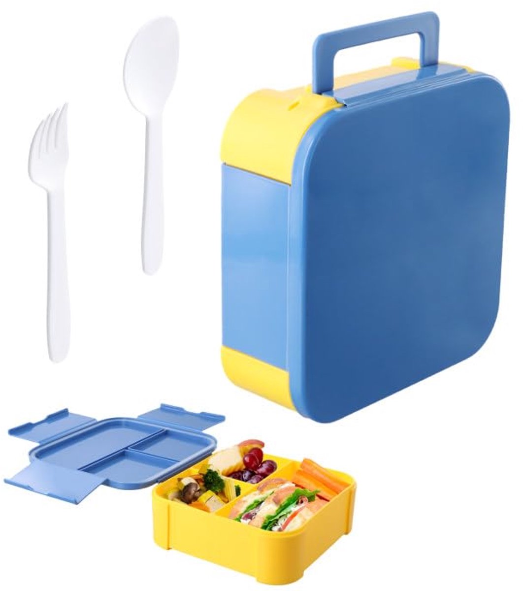 Unyqoos® Lekvrije en veelzijdige kinderbroodtrommel met drie compartimenten voor school