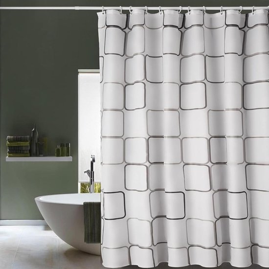 Weaejoan Douchegordijn 200 x 220 cm (b x h) grijs, polyesterweefsel, waterdicht en schimmelbestendig, douchegordijn voor badkuip, wasbaar, met 12 haken, hangende rand en sneldrogend, dier, L#222