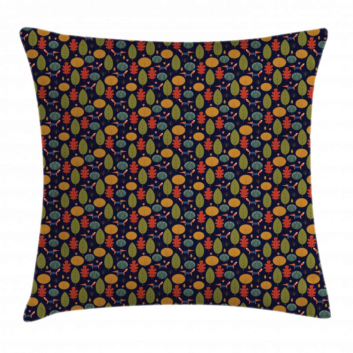 ABAKUHAUS bos-kussenhoes – vos & bomen – 50x50 cm – dubbelzijdig bedrukt, wasbaar Marineblauw