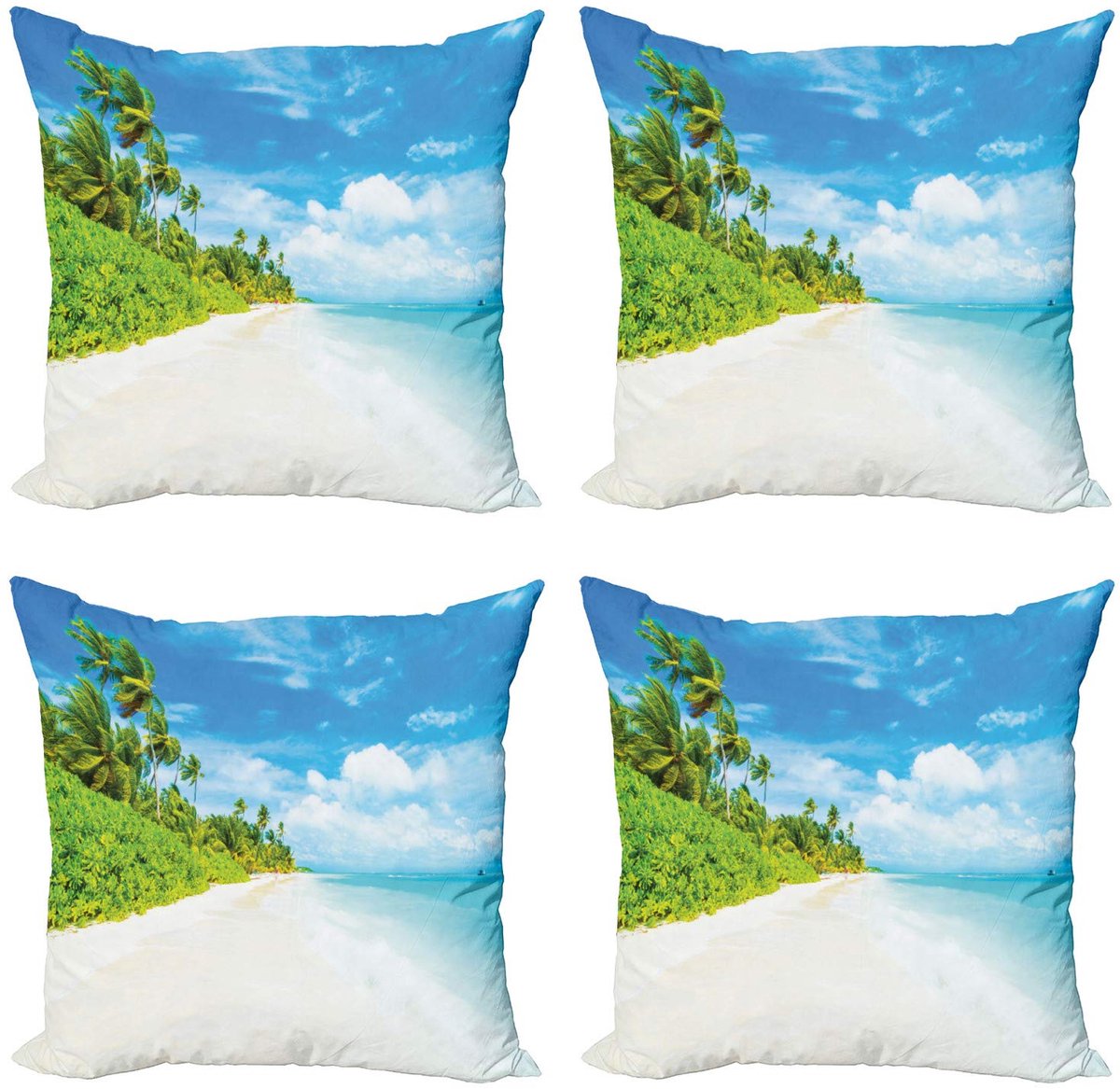 ABAKUHAUS Oceaan kussenhoezen – Set van 4 × 40 × 40 cm – Dubbelzijdige print – Microvezel multicolor Blauw