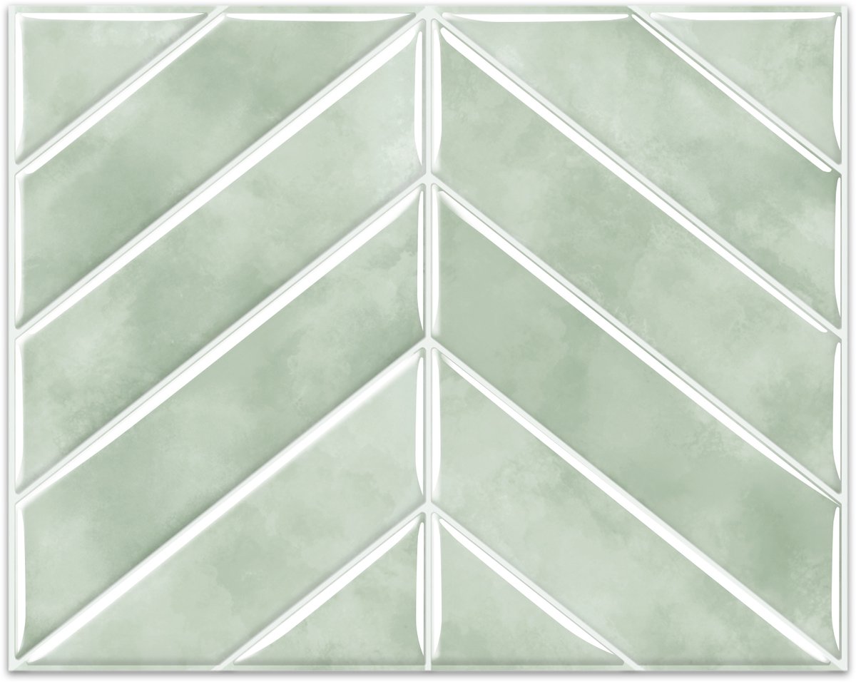 24Supply Plaktegels - 10 Stuks - Glans - Visgraat - Groen - 28.96x23.11 cm
