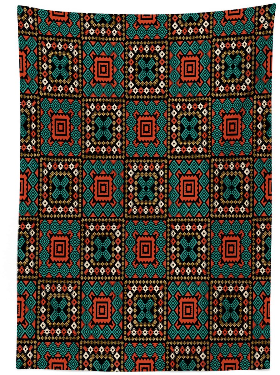ABAKUHAUS Tafelkleed 140x200 – etnisch boho-stijl, Native American-stijl, satijn