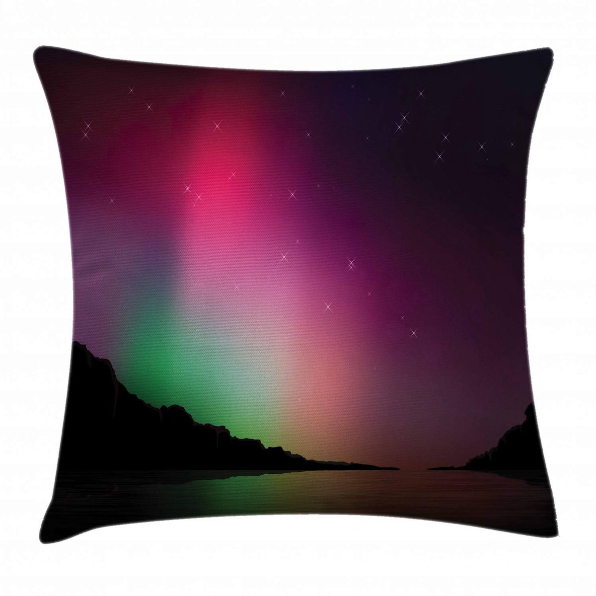 ABAKUHAUS Noordlicht Kussenhoes – 60x60 cm – Bedrukt aan beide zijden – Multicolor Lila