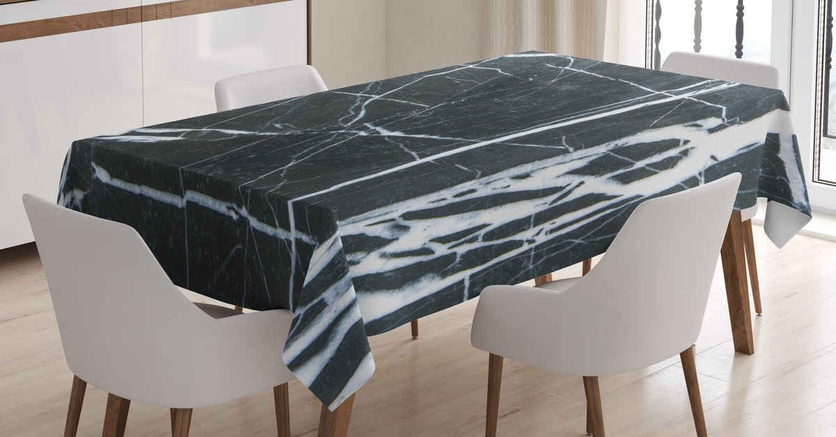 ABAKUHAUS tafellaken – marmerpatroon grijs-wit, 140 x 200 cm, wasbaar