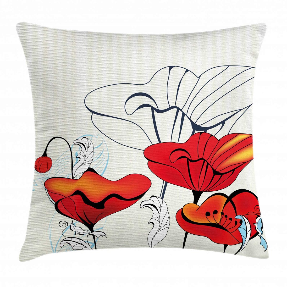 ABAKUHAUS Kussenhoes – Mohn-design, 40x40 cm, rits, dubbelzijdig