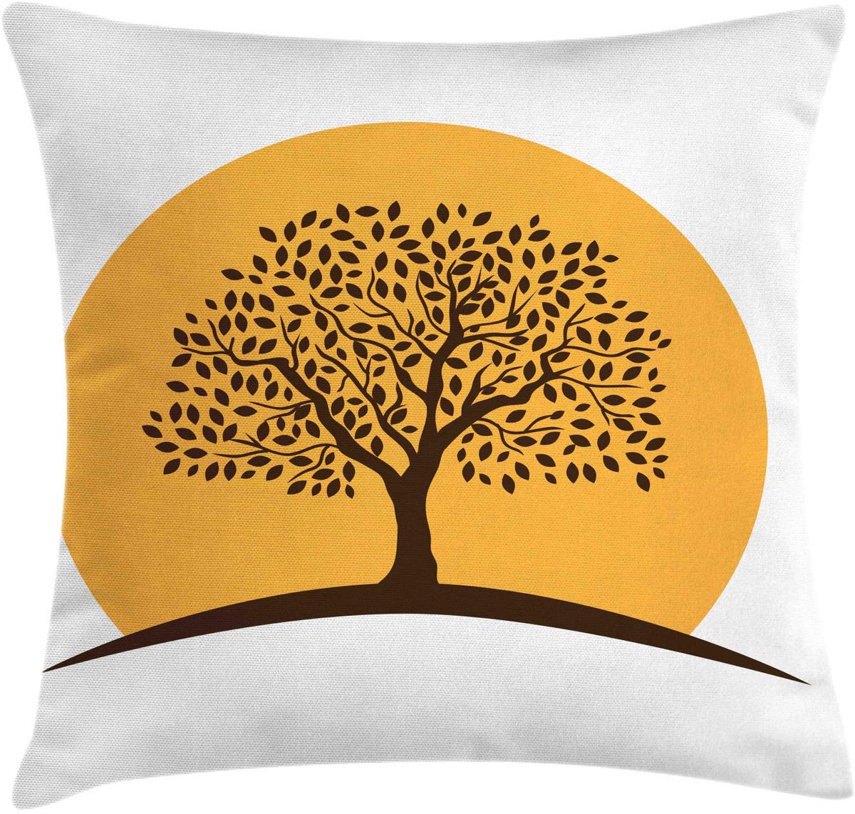 ABAKUHAUS Bladeren Kussenhoes – Boom des Levens Botanie – 45×45 cm – Wit/Oranje