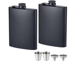 Vitdipy - 2 Stuk Heupflesje - 240 ml Roestvrij Staal – Zakflesje - Compact Heupflesje - voor Whisky, Rum & Sterke Drank