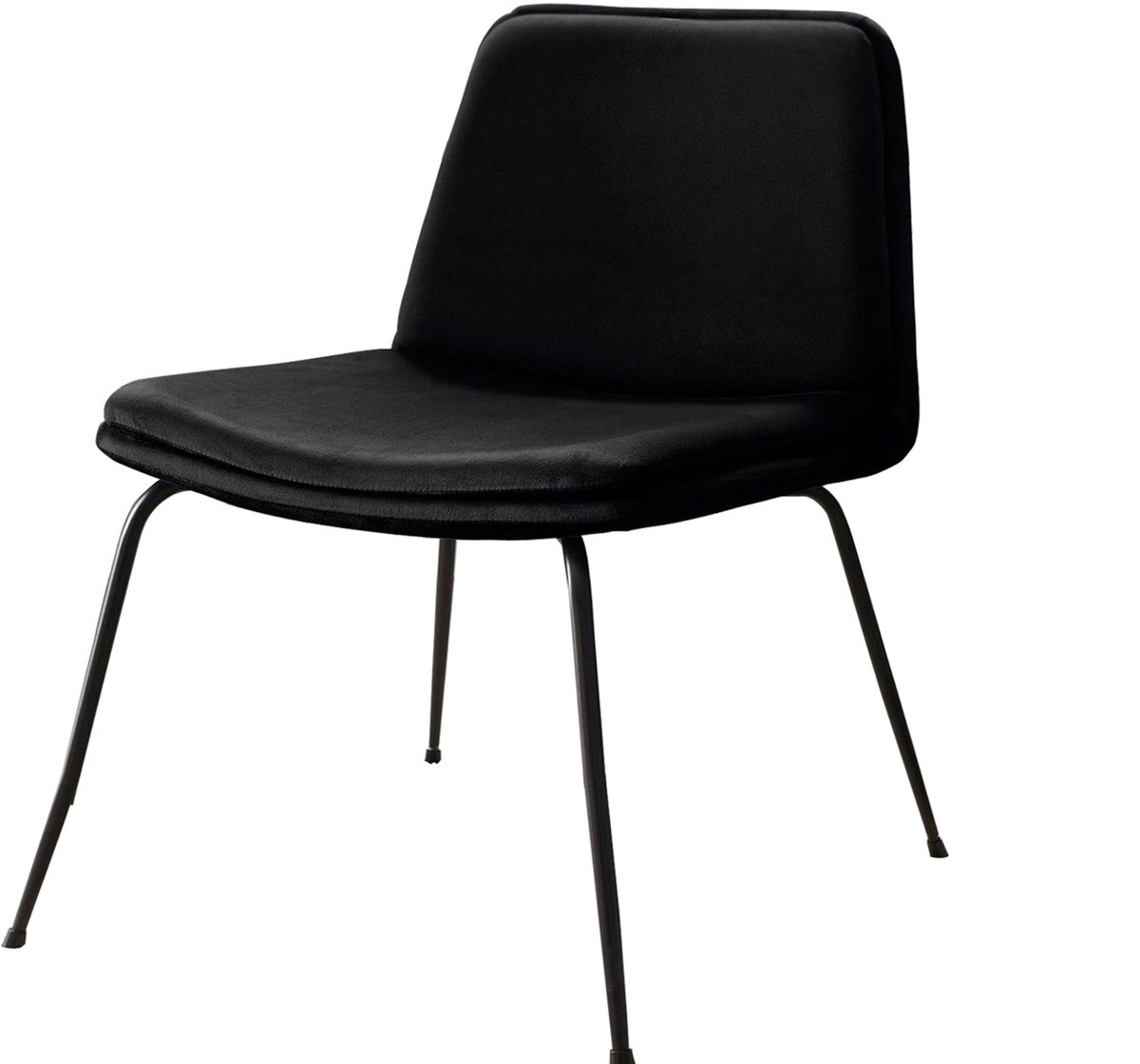 Heine-Loungestoel met metalen poten in fluweel zwart
