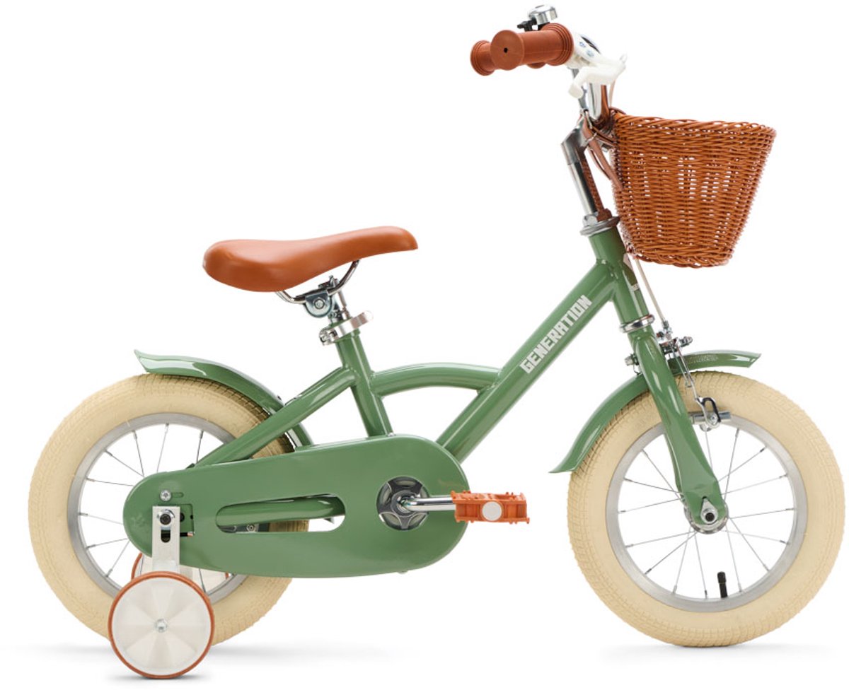Generation Classic Kinderfiets 12 inch - Olijfgroen - Fiets voor kinderen van 2 tot 4 jaar