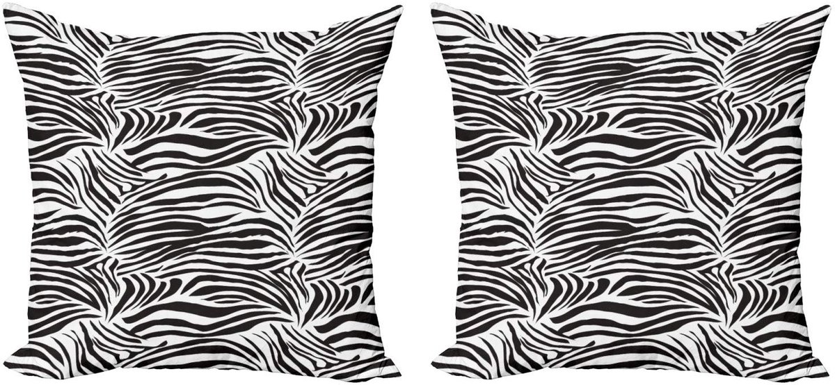 ABAKUHAUS Zebra-kussenhoezen – 2x50x50 cm – Dubbelzijdig, zwart-wit