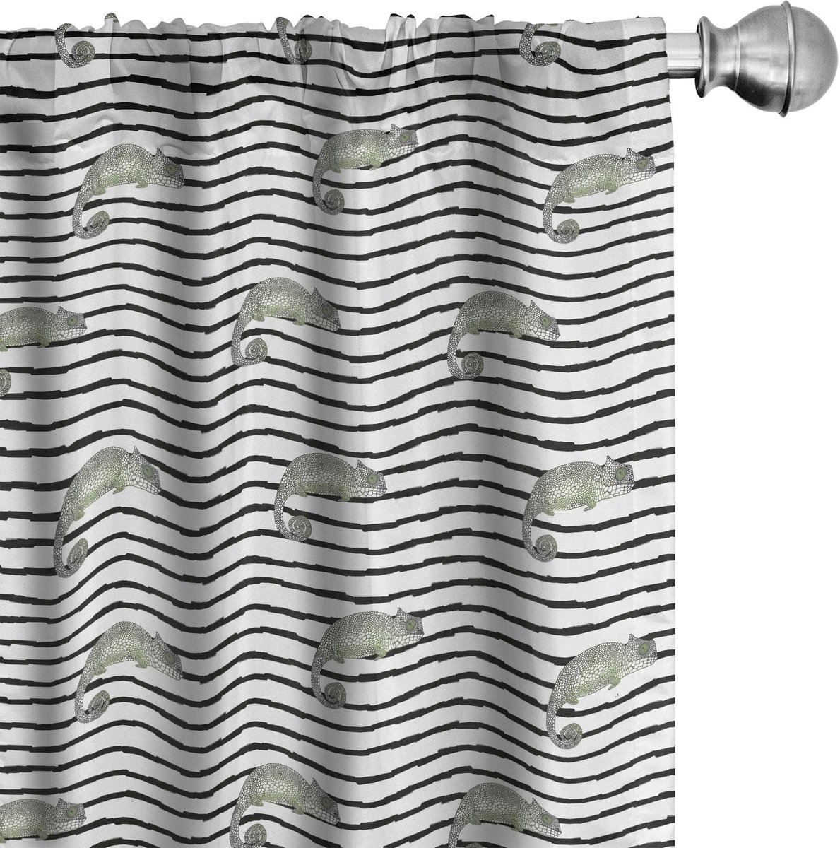 ABAKUHAUS Raamgordijnen Reptiel Strepen – 2x75x245 cm – Wit/Meerkleurig