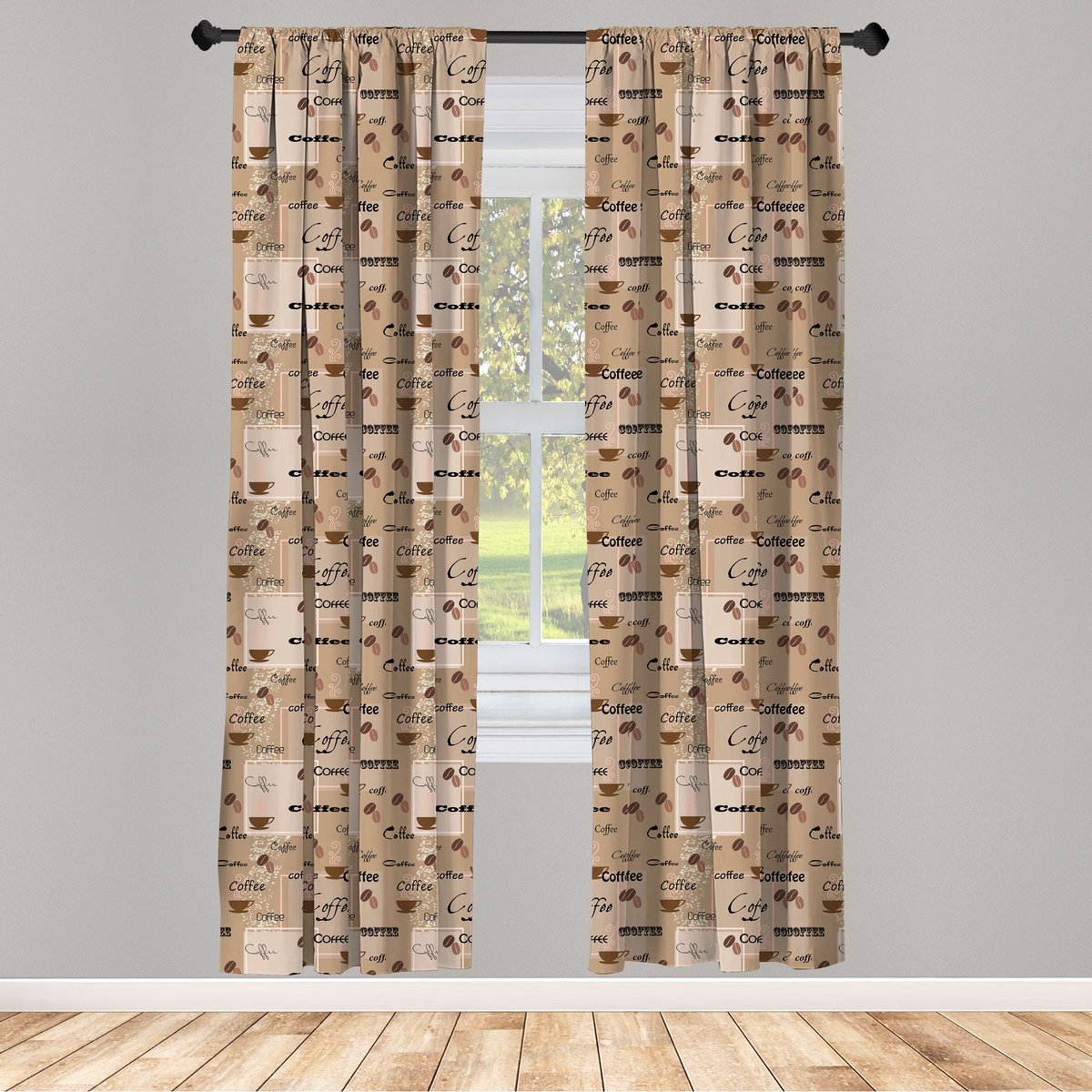 ABAKUHAUS koffie gordijnen – 2-delig 75x245 cm – microvezel