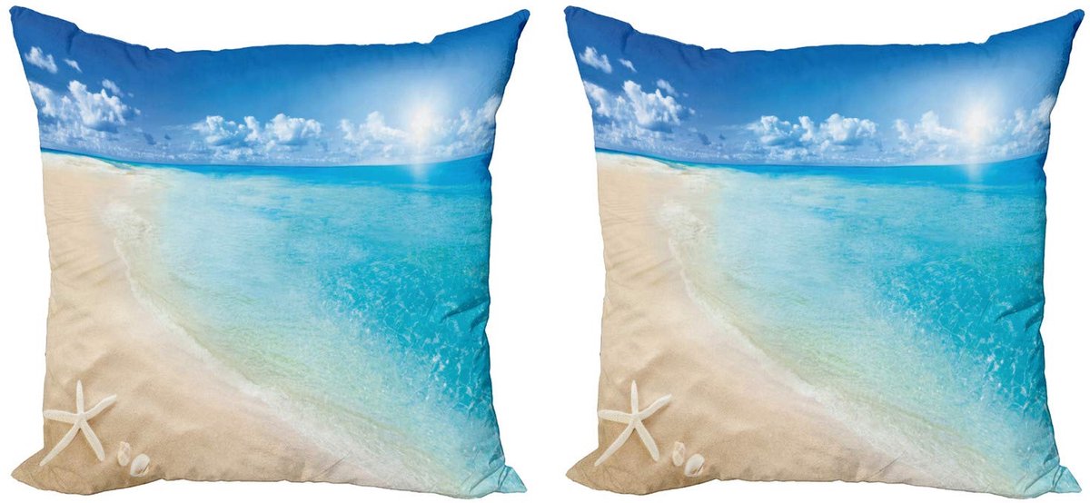 ABAKUHAUS Strandkussenhoes – 2x60x60 – Aqua blauw – Dubbelzijdig