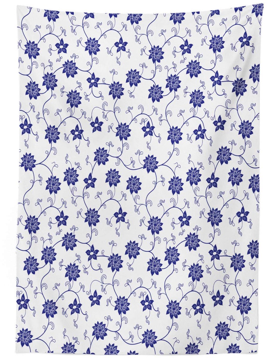 ABAKUHAUS Tafelkleed 140x240 cm – Satijnmix, Wasbaar, Violet-Blauw-Wit