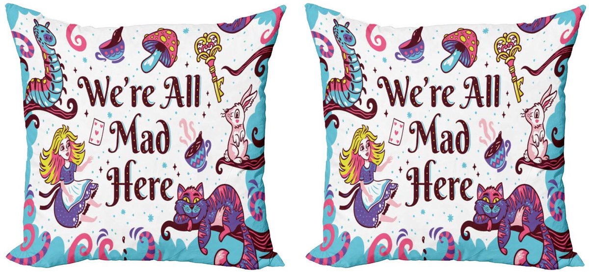 ABAKUHAUS Alice in Wonderland Kussenhoes – 2x50x50 cm – Multicolor