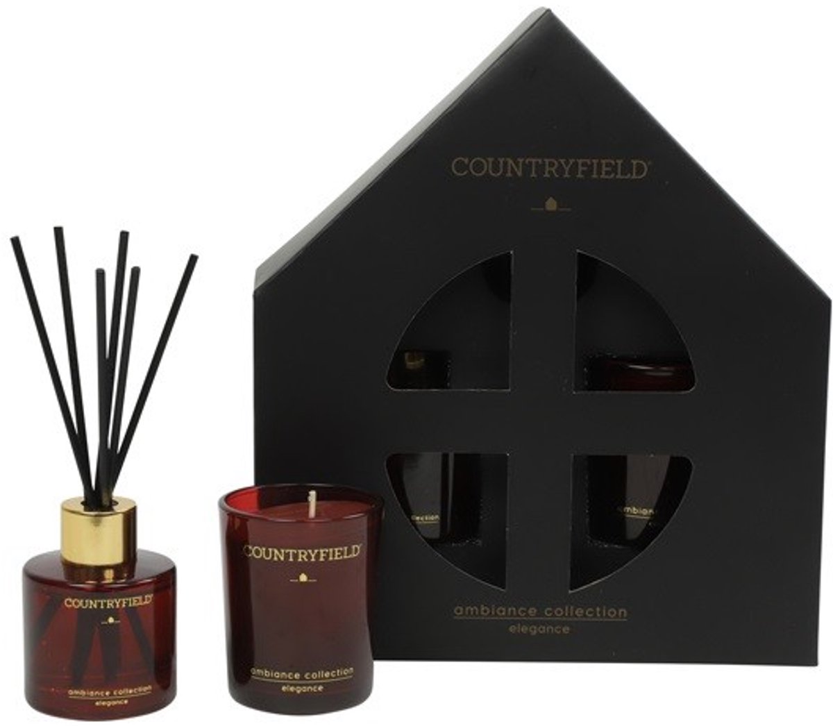 Countryfield geurkaars cadeau decoratie gift box bruin glas.