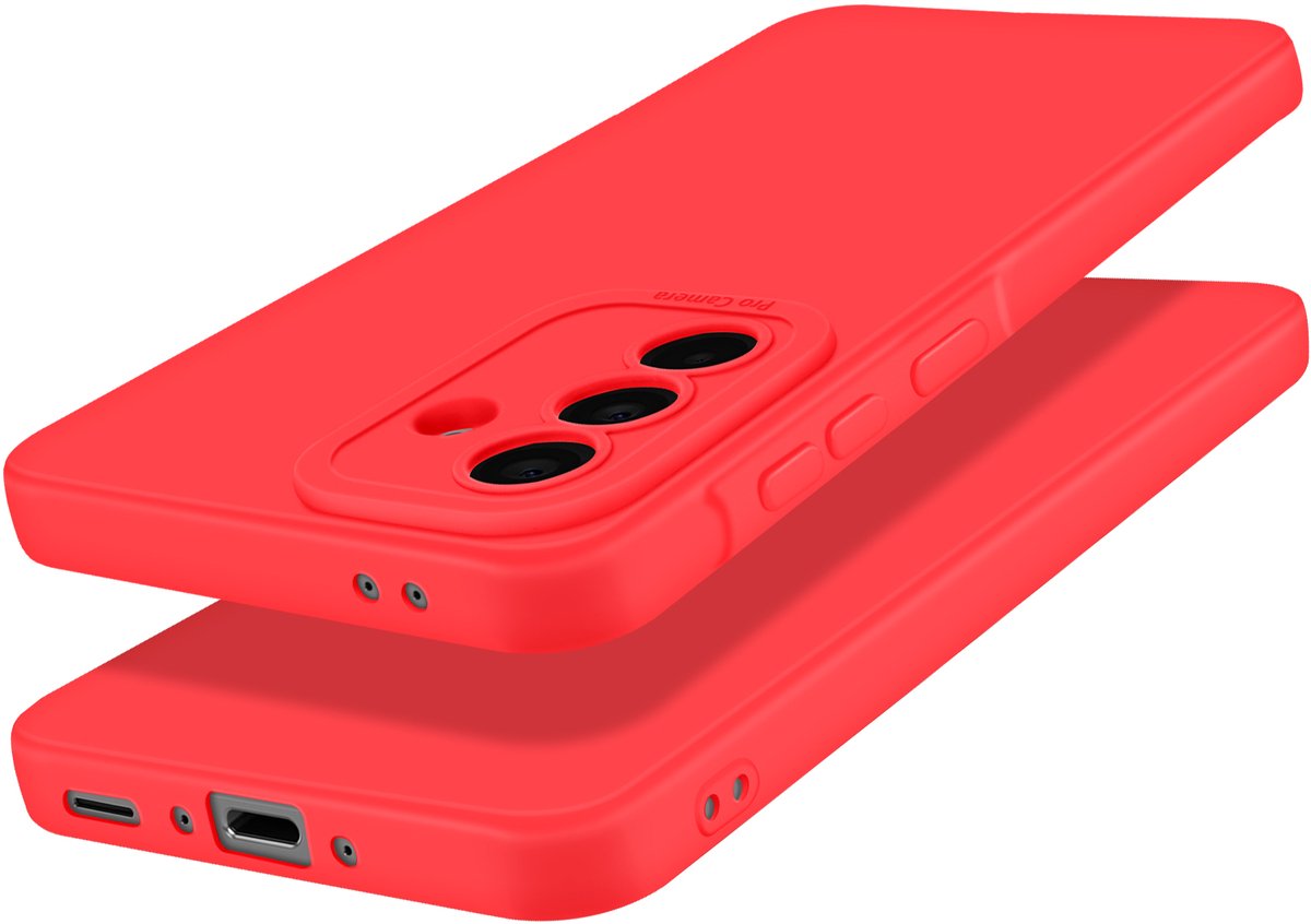 Avizar Beschermhoesje Geschikt voor Samsung Galaxy A36 Silicone Glad Camera Blok, Rood
