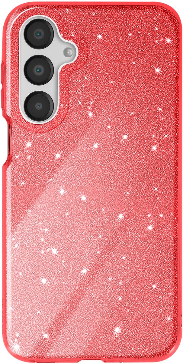 Avizar Glitter Hoesje Geschikt voor Samsung Galaxy A16 Schokbestendig Glitter, Rood
