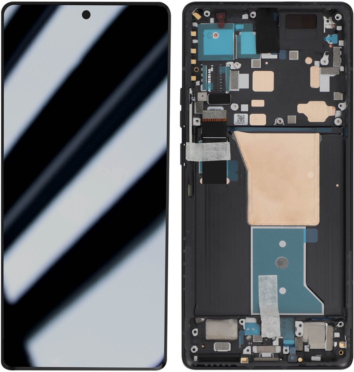 Motorola, Compleet blok voor Motorola G84 5G LCD-scherm, aanraakglas en chassis, Zwart
