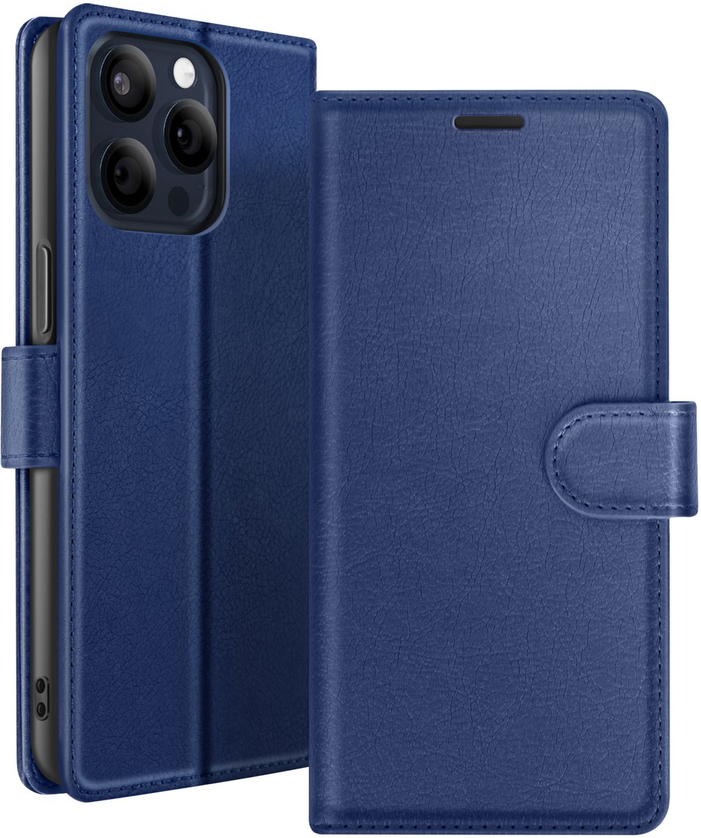 Zanae, Hoesje geschikt voor iPhone 15 Pro Max - Wallet Case & Magneetsluiting, Nachtblauw