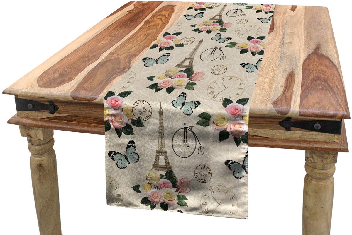 Abakuhaus Tafelloper – Shabby-Chic rozenblad – 40x180 cm – veelkleurig