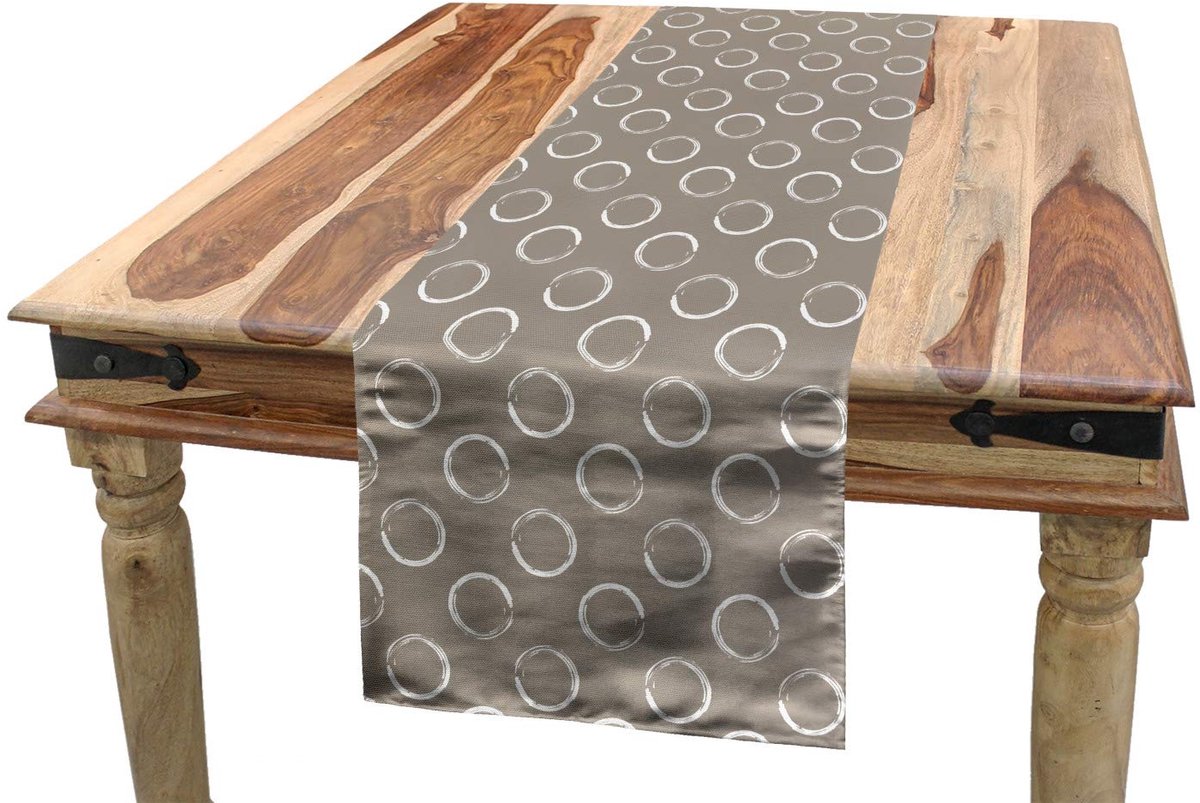 ABAKUHAUS Tafelrok – taupe-wit, 40x300 cm, 100% polyester