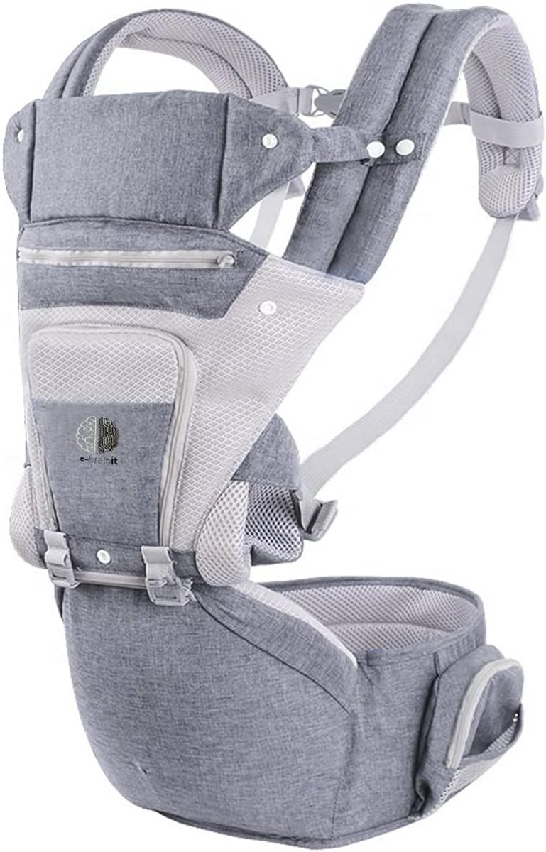 Ergonomische Babydrager met Hip Seat – 4 Posities, Ademend Design en Verstelbare Hoofdsteun voor Baby's van 4 tot 20 kg