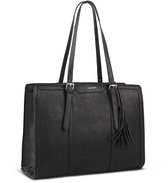 TAN.TOMI Dames Handtassen - Dames Tas Shopper met rits - Werktas - 15.6 inch Laptoptas - Schoudertas - Schooltas - Geschikt voor A4 - Zwart