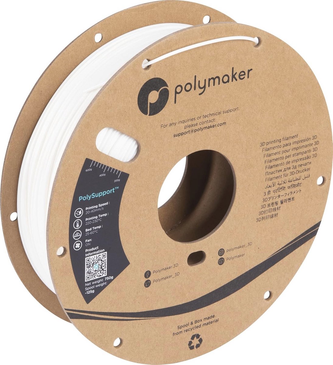 Breakaway Filament voor 3D-printers - Ondersteunend Materiaal 1.75mm 750g Parelwit