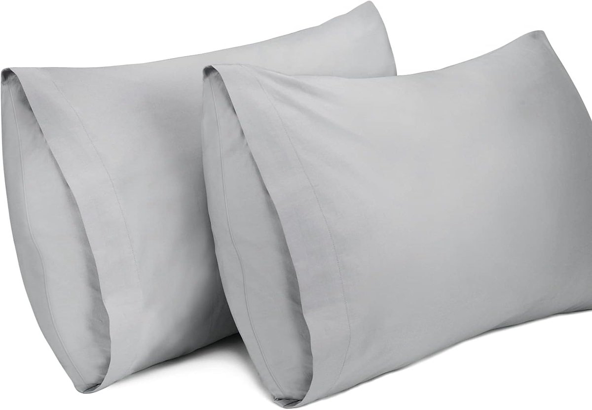 Famanu 2-pack kussenslopen, 100% katoen 300 draad ademende kussensloop pillow cover, 40 x 60 cm, lichtgrijs