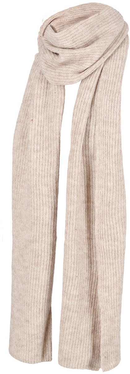 Heat Essentials - Ribgebreide Sjaal Dames - Wol Wit Melange - Cashmere Look - Nekwarmer - Shawl Dames - Omslagdoek Dames