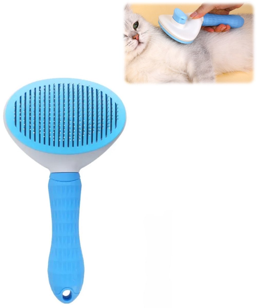 1 x kam - Verzorgingskam voor huisdieren - Geschikt voor katten en honden - Zachte massagekam - Verwijdert moeiteloos overtollig haar - Dagelijkse verzorging - Accessoires voor huisdieren - Blauw