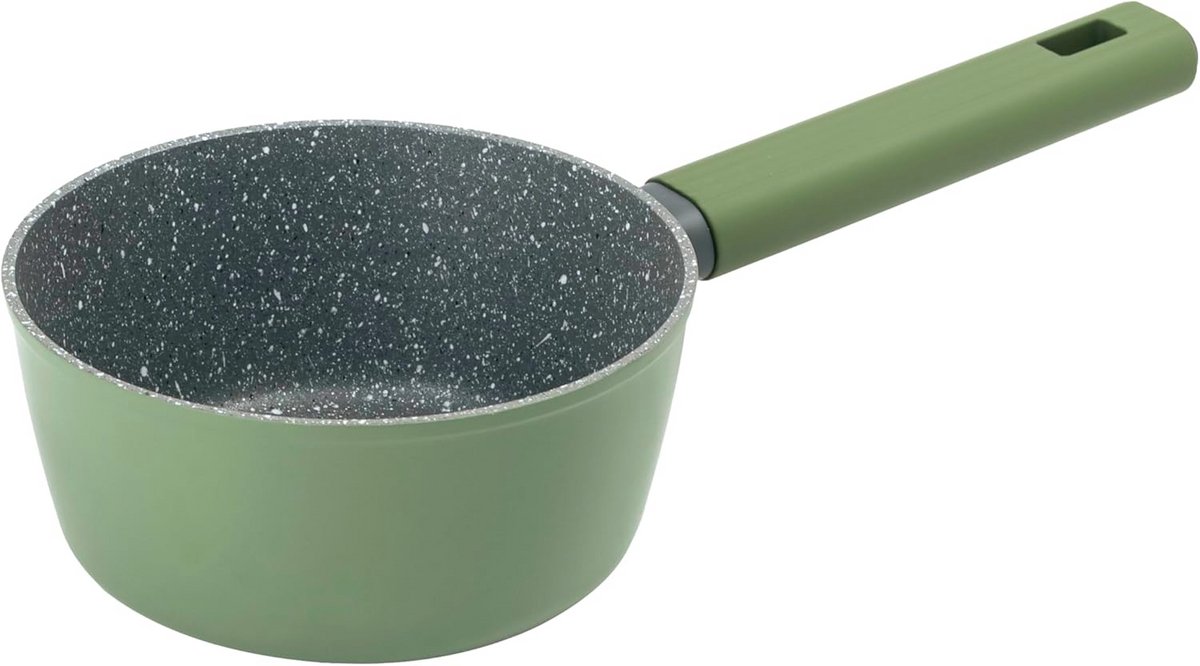 Groene Inductiepaan 16 cm - Antiaanbak, Soft-Touch Grijp, Geschikt voor Alle Warmtebronnen