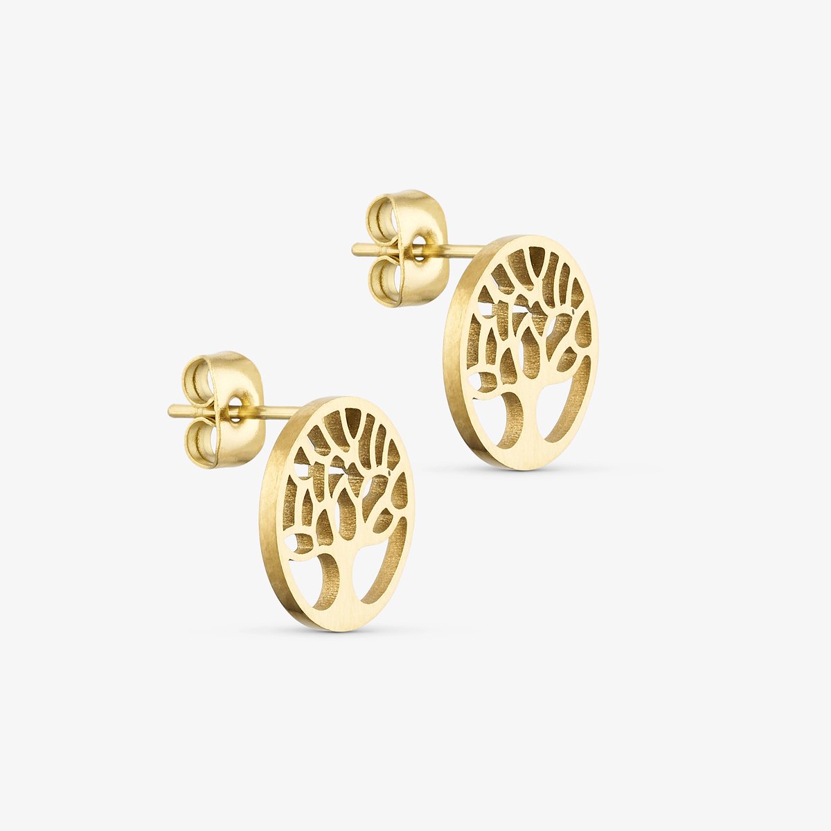 Wolff Jewelry - oorbellen -tree of life - Gold Plated - Verguld - Goudkleurig - Waterproof - Dames - Cadeau - dochter - vrouw – vriendin – moeder - verjaardag