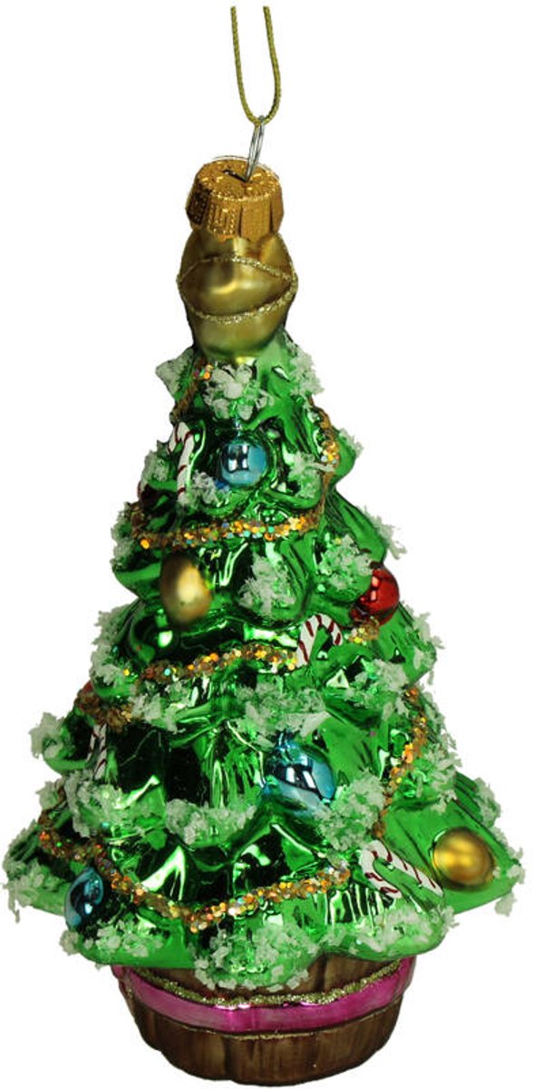 HD Collection – Glazen Kerstornament Hanger – Vintage Nostalgische Kerstboom – Multi – 15,2 cm – Klassieke Kerstdecoratie