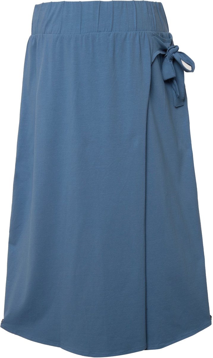 Ulla Popken - Dames - Jersey rok A-lijn wikkellook biologisch katoen GOTS - Rookblauw - Maat 42+