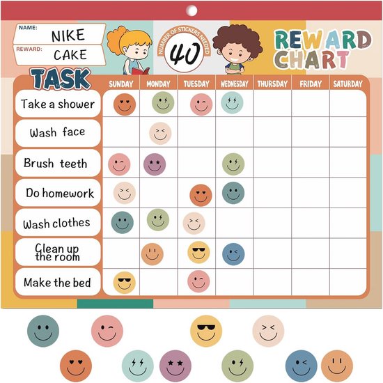 OFFCUP Beloningsbord voor kinderen, magnetisch voor goed gedrag, klus met uitwisbare viltstift, routine voor jongens en meisjes (eenhoorn