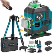 Instava Roteerbare 4D 16-lijn Kruislijnlaser + Statief - Zelfnivellerende 360° Graden Groene Draaibaarde Lasers - Incl. 2x accu & stevige opbergkoffer - Lijnlaser - Bouwlaser - Laserwaterpas