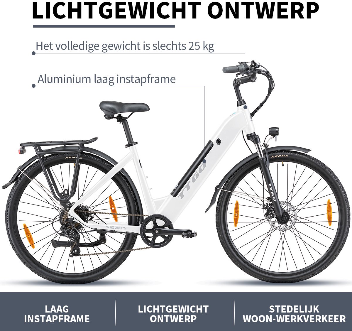 TTGO HZ-28ST Elektrische Fiets - 250W Motor, 120km bereik thumbnail 7