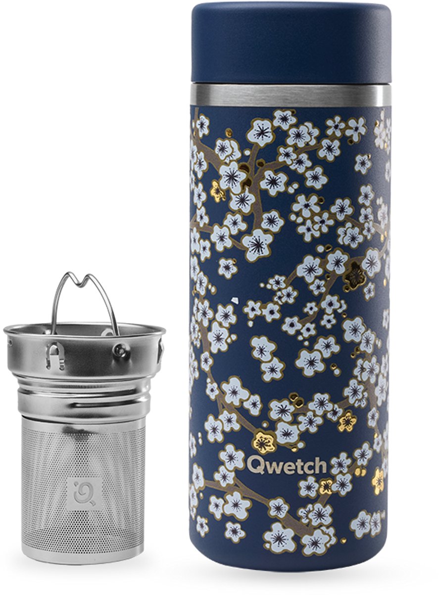Qwetch - Isothermische theepot - Flowers Blauw - 400ml