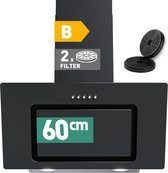 Dunstabzugshaube 60 Cm, A Energieeffizient Bürstenloser Motor Abluft Umluft 684 M%c2%b3 H Sicherheitsglas Schwarz