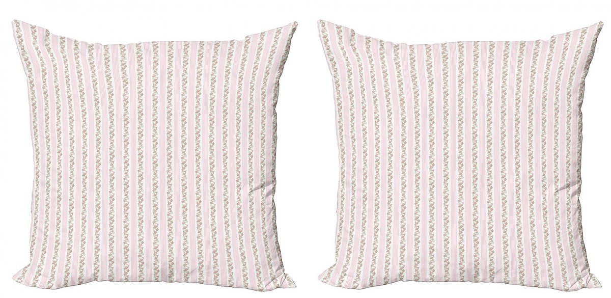 ABAKUHAUS Jaargang Kussensloop Set – 2x60x60 cm – Dubbelzijdig – Lichtroze/Wit Pastel roze