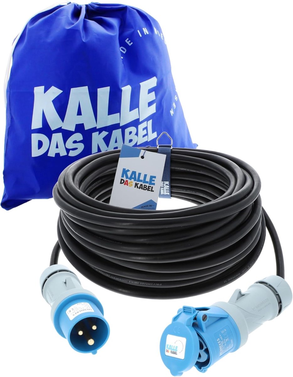 KALLE DAS KABEL CEE verlengkabel 230V kampeerkabel - Hoogwaardige kampeerkabel voor caravans en campers - Outdoor caravan-stroomkabel met beschermingsklasse IP44 - H07RN-F 3G – 2.5 mm² 25 Meter