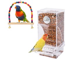 Automatische voederdispenser voor vogels - transparant vogelvoederhuis - kooiaccessoires - Kooi-accessoires voor Parkieten, Papegaai, Vinken - 18.5×8.5cm
