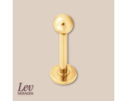 Lev Sieraden - Titanium labret 1.2mm - 8mm bar - 3mm ball - Push Pin - Gold - Piercing - labret piercing - neuspiercing staafje - tragus piercing - Goud - Oorpiercing