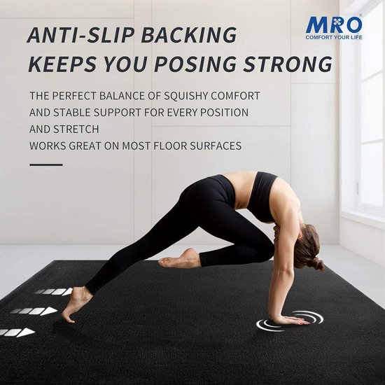 MRO Grote yogamat - 6 'x 4' x 9 mm extra dik, ultra comfortabel, niet-toxisch, antislip, blote voeten oefenmat — afbeelding 4