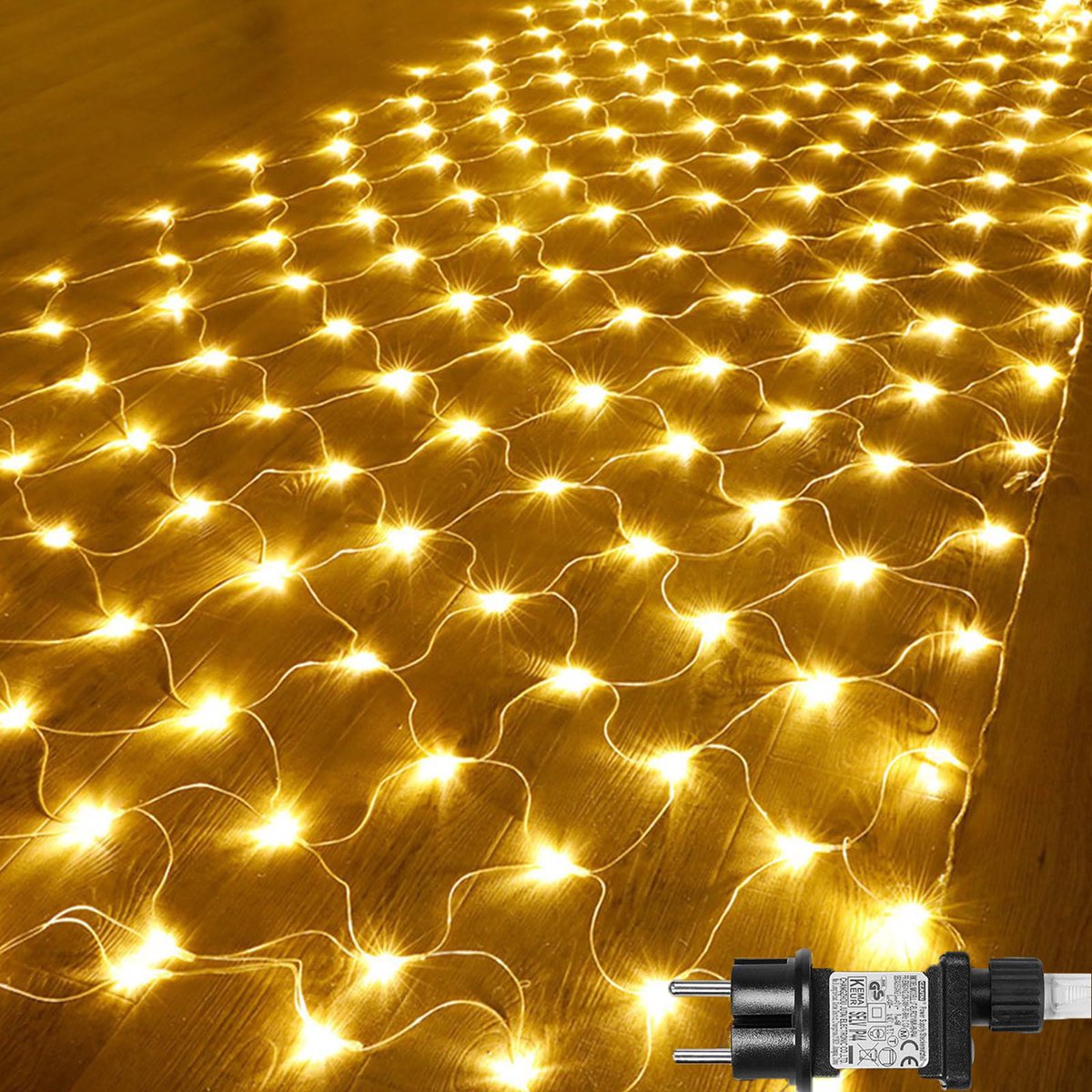 MUPOO Netverlichting Buiten Lichtnet IP44-lichtslinger Lichtnetten Warm Wit Licht -Net Lichtgordijn 4x6M 660LEDs -Timer- Geheugen- 8 modi-Boomverlichting -Kerstverlichting