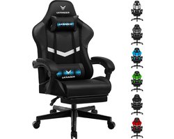 LUCKRACER - Gaming Bureaustoel - Met Lendensteun en Voetensteun - Zwart