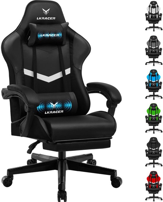 LUCKRACER Gaming Bureaustoel met Lendensteun - Zwart - LUCKRACER - €89,99